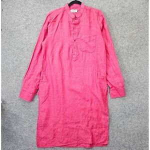 Linen Long Shirt SMALL Pink Kurta Indian Tunic Loose Summer COLLEGIATE‎